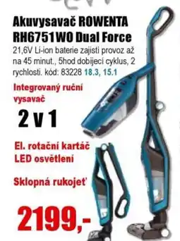EVA Akuvysavač ROWENTA RH6751WO Dual Force nabídka