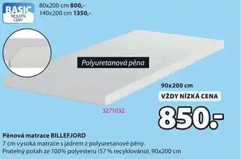JYSK Pěnová matrace BILLEFJORD nabídka