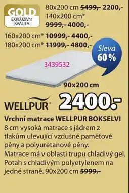 JYSK Vrchní matrace WELLPUR BOKSELVI nabídka
