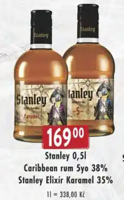 Qanto Stanley Caribbean rum 5yo 38% Stanley Elixir Karamel 35% nabídka
