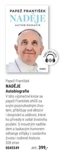 Knižní klub Papež František NADĚJE Autobiografie nabídka