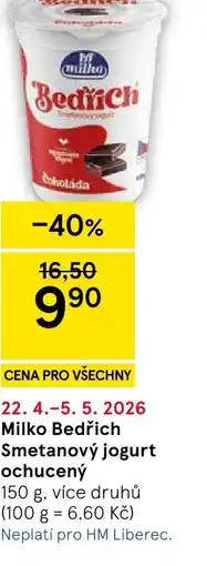 Tesco Milko Bedřich Smetanový jogurt ochucený nabídka