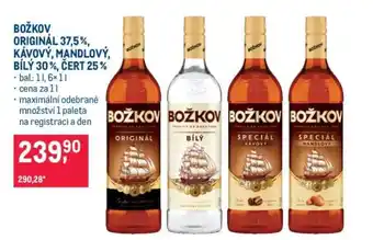 BOŽKOV ORIGINÁL 37,5 %, KÁVOVÝ, MANDLOVÝ, BÍLÝ 30 %, ČERT 25 %