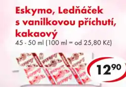 CBA Eskymo, Ledňáček s vanilkovou příchutí, kakaový nabídka