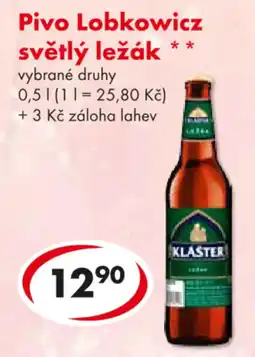 CBA Pivo Lobkowicz světlý ležák nabídka