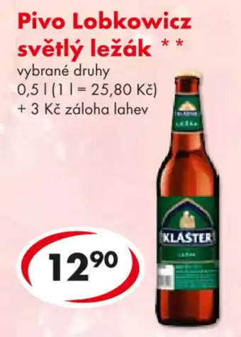 CBA Pivo Lobkowicz světlý ležák nabídka