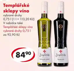 CBA Templářské sklepy víno nabídka