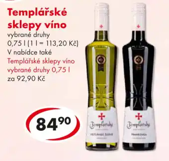CBA Templářské sklepy víno nabídka