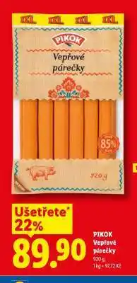 Lidl PIKOK VEPŘOVÉ PÁREČKY nabídka