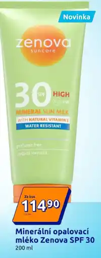 Action Minerální opalovací mléko Zenova SPF 30 nabídka