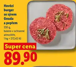 Lidl Hovězí burger se sýrem Gouda a pepřem nabídka