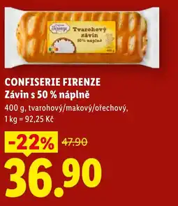 Lidl CONFISERIE FIRENZE Závin s 50 % náplně nabídka