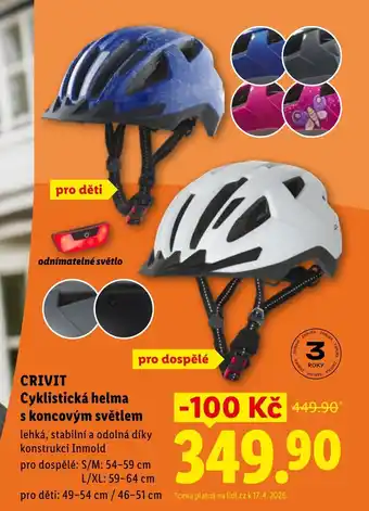 Lidl CRIVIT Cyklistická helma s koncovým světlem nabídka