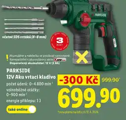 Lidl PARKSIDE 12V Aku vrtací kladivo nabídka