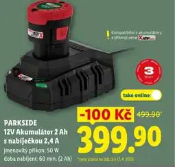 Lidl PARKSIDE 12V Akumulátor 2 Ah s nabíječkou 2,4 A nabídka