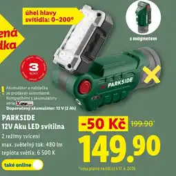 Lidl PARKSIDE 12V Aku LED svítilna nabídka