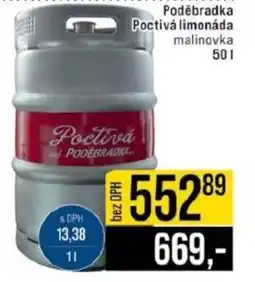 Jip Poděbradka Poctivá limonáda malinovka nabídka