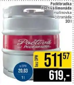 Jip Poděbradka Poctivá limonáda malinovka citronáda nabídka