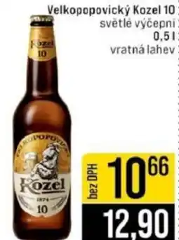 Jip Velkopopovický Kozel 10 světlé výčepní vratná lahev nabídka