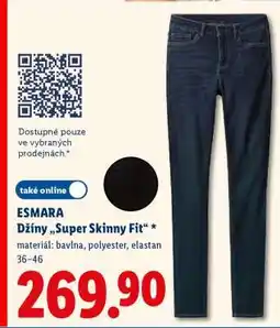 Lidl esmara DŽÍNY SUPER SKINNY FIT nabídka