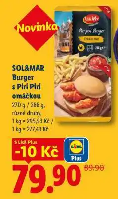 Lidl SOL&MAR Burger s Piri Piri omáčkou nabídka