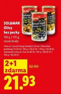 Lidl SOL&MAR Olivy bez pecky nabídka