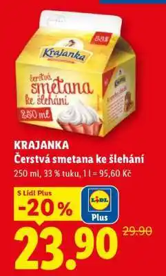 Lidl Krajanka ČERSTVÁ SMETANA KE ŠLEHÁNÍ nabídka
