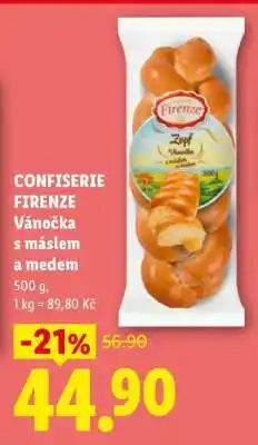 Lidl CONFISERIE FIRENZE Vánočka s máslem a medem nabídka