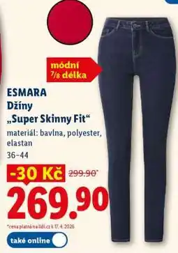Lidl esmara DŽÍNY SUPER SKINNY FIT nabídka