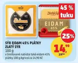 Penny Market Sýr Eidam 45% plátky Zlatý Sýr nabídka