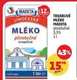 Penny Market Trvanlivé mléko Madeta nabídka