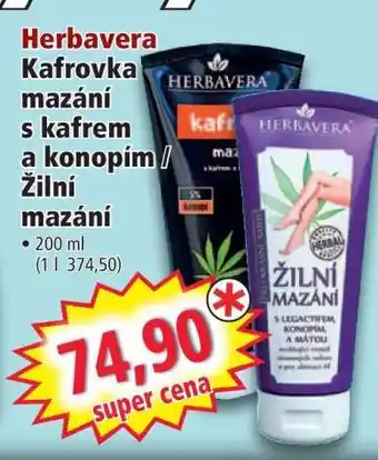 Norma Herbavera Kafrovka mazání s kafrem a konopím / Žilní mazání nabídka