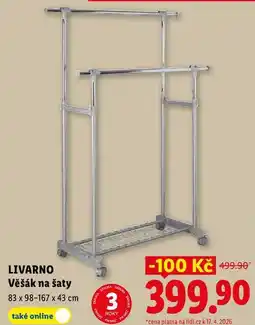 Lidl LIVARNO Věšák na šaty 83 x 98-167 x 43 cm nabídka