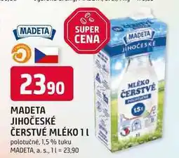 Trefa MADETA JIHOČESKÉ ČERSTVÉ MLÉKO 1l polotučné, 1,5% tuku nabídka
