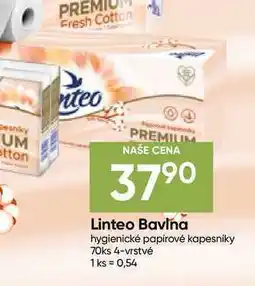 Hruška Linteo Bavlna hygienické papírové kapesniky 70ks 4-vrstvé nabídka