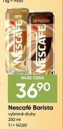 Hruška Nescafé Barista vybrané druhy nabídka