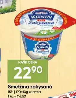 Hruška Kunín Smetana zakysaná 15% 190+10g zdarma nabídka