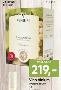 Hruška Víno Vinium vybrané druhy nabídka