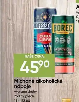 Hruška Míchané alkoholické nápoje vybrané druhy 250 ml plech nabídka