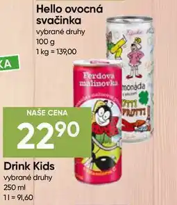 Hruška Drink Kids vybrané druhy nabídka