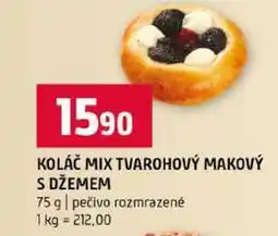 Terno KOLÁČ MIX TVAROHOVÝ MAKOVÝ S DŽEMEM 75 g pečivo rozmrazené nabídka