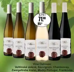 Adam Vina Ostrovec Veltlínské zelené, Sauvignon, Chardonnay, Zweigeltrebe klaret, Modrý Portugal, Frankovka nabídka