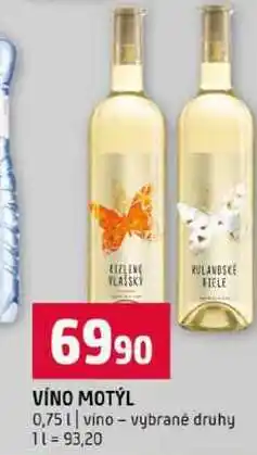 Terno VÍNO MOTÝL 0,75l vino vybrané druhy nabídka