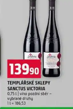 Terno TEMPLÁŘSKÉ SKLEPY SANCTUS VICTORIA 0,75l vino pozdní sběr vybrané druhy nabídka