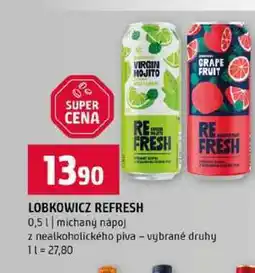Terno LOBKOWICZ REFRESH 0,5l michaný nápoj z nealkoholického piva vybrané druhy nabídka