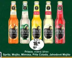 Adam Frisco, vratná láhev Spritz, Mojito, Mimosa, Piňa Colada, Jahodové Mojito nabídka