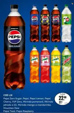 Adam Pepsi Zero Sugar, Pepsi, Pepsi Lemon, Pepsi Cherry, 7UP Zero, Mirinda pomeranč, Mirinda jahoda a liči nabídka