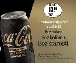 Adam Coca Cola, Coca Cola Zero, Fanta pomeranč, Sprite, Coca Cola Cherry, Coca Cola Zero kofein nabídka