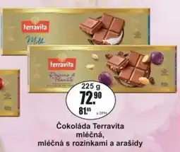 Adam Čokoláda Terravita mléčná, mléčná s rozinkami a arašídy nabídka