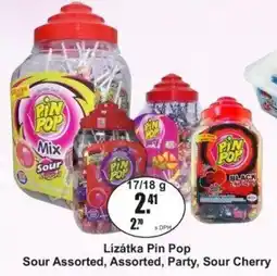 Adam Lízátka Pin Pop Sour Assorted, Assorted, Party, Sour Cherry nabídka